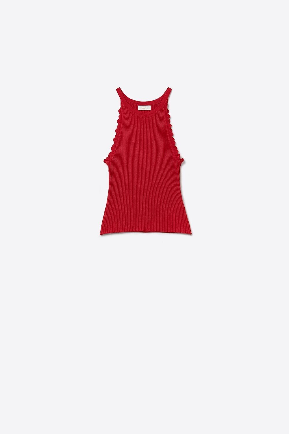 Rotes Tanktop mit geripptem Achseldetail