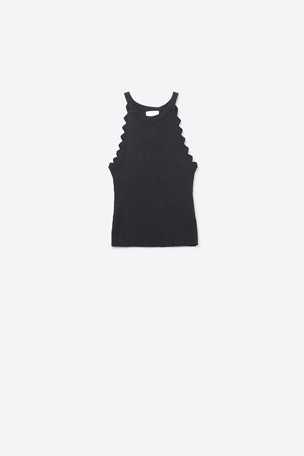 Schwarzes Tanktop mit geripptem Achseldetail