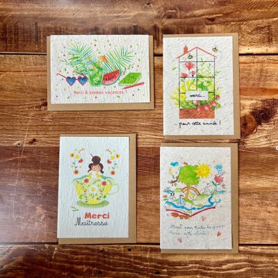 Juego de tarjetas de agradecimiento para maestros de 3x4 pulgadas - escuela