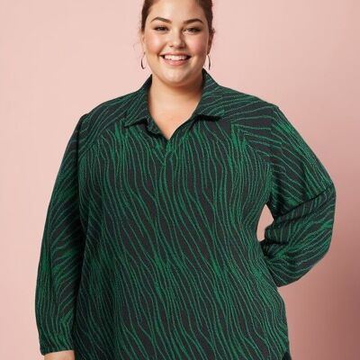 Blusa estampada verde de talla grande (T3748&GREEN)