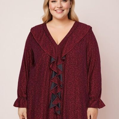 Blusa roja de lentejuelas de talla grande (T2843&RED)