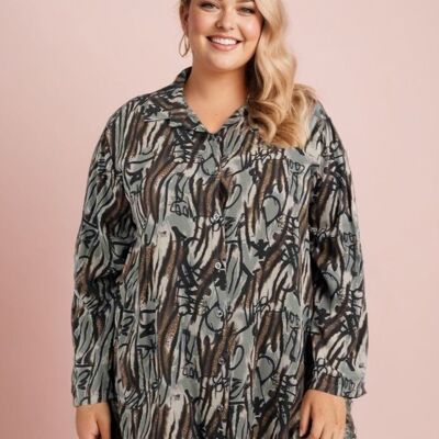 Camisa estampado leopardo caqui (T1265&KAKI)