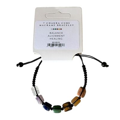 Bracciale in macramè con cubo dei 7 chakra
