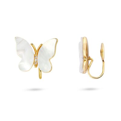 Boucles d'oreilles à clip papillon en nacre