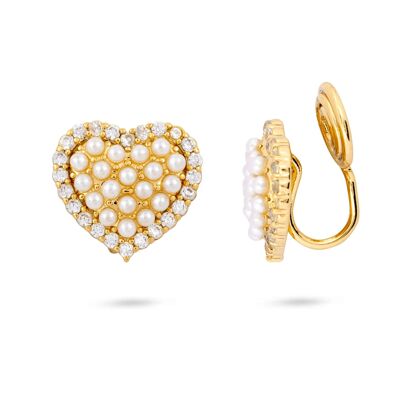 Boucles d'oreilles à clip en forme de cœur en perles