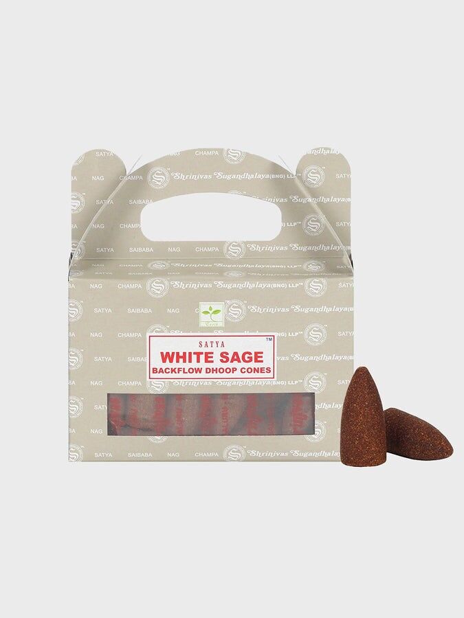 Coni Satya Backflow Dhoop - Confezione da 24 - Salvia bianca