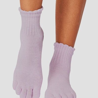Calcetines de yoga con puntera completa ToeSox Melody Scallop