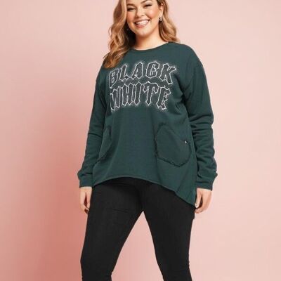 T-shirt verde effetto strappato taglie forti (T11721&VERT)