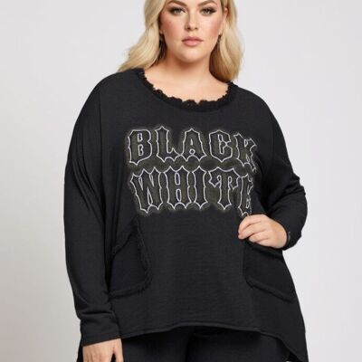 T-shirt grande taille effet déchiré noir (T11721&NOIR)