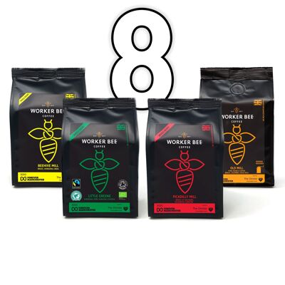 8er-Pack Kaffee-Bündel mit ganzen Bohnen 500g