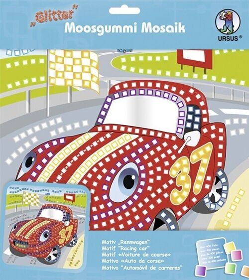 Moosgummi-Mosaik "Glitter Rennwagen"
