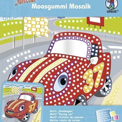 Mosaico de gomaespuma "coche de carreras con purpurina"