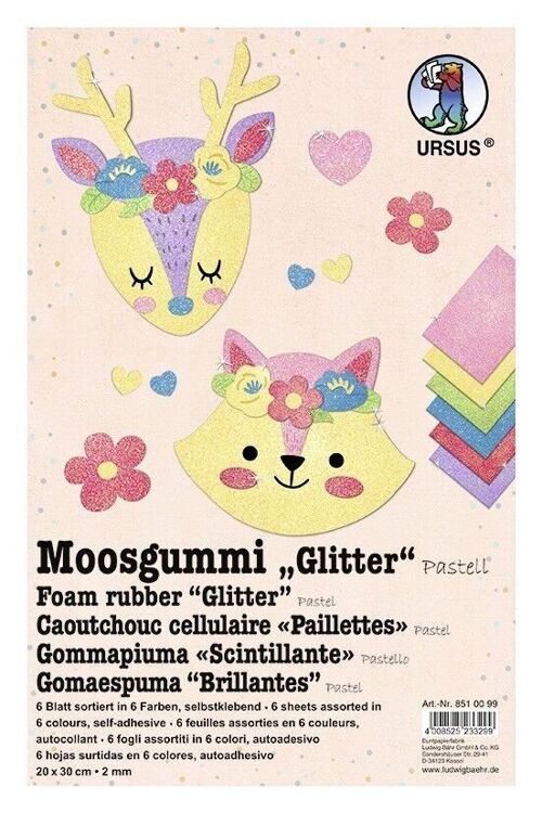 Moosgummi "Glitter Pastell", 20 x 30 cm