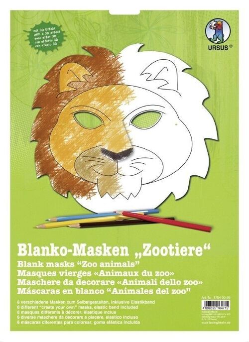 Blanko-Masken "Zootiere"