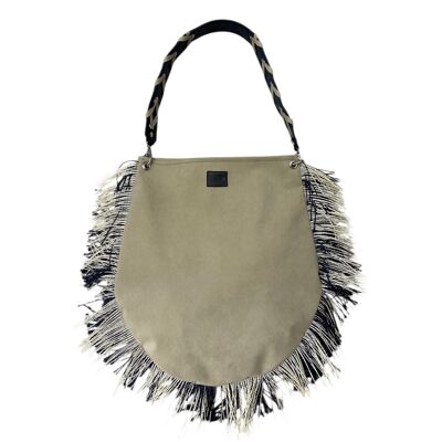 Sac hobo - Sac bandoulière femme alcantara sable