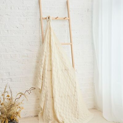 Líle Lace Leaves Supersoft Merino Throw - Cream