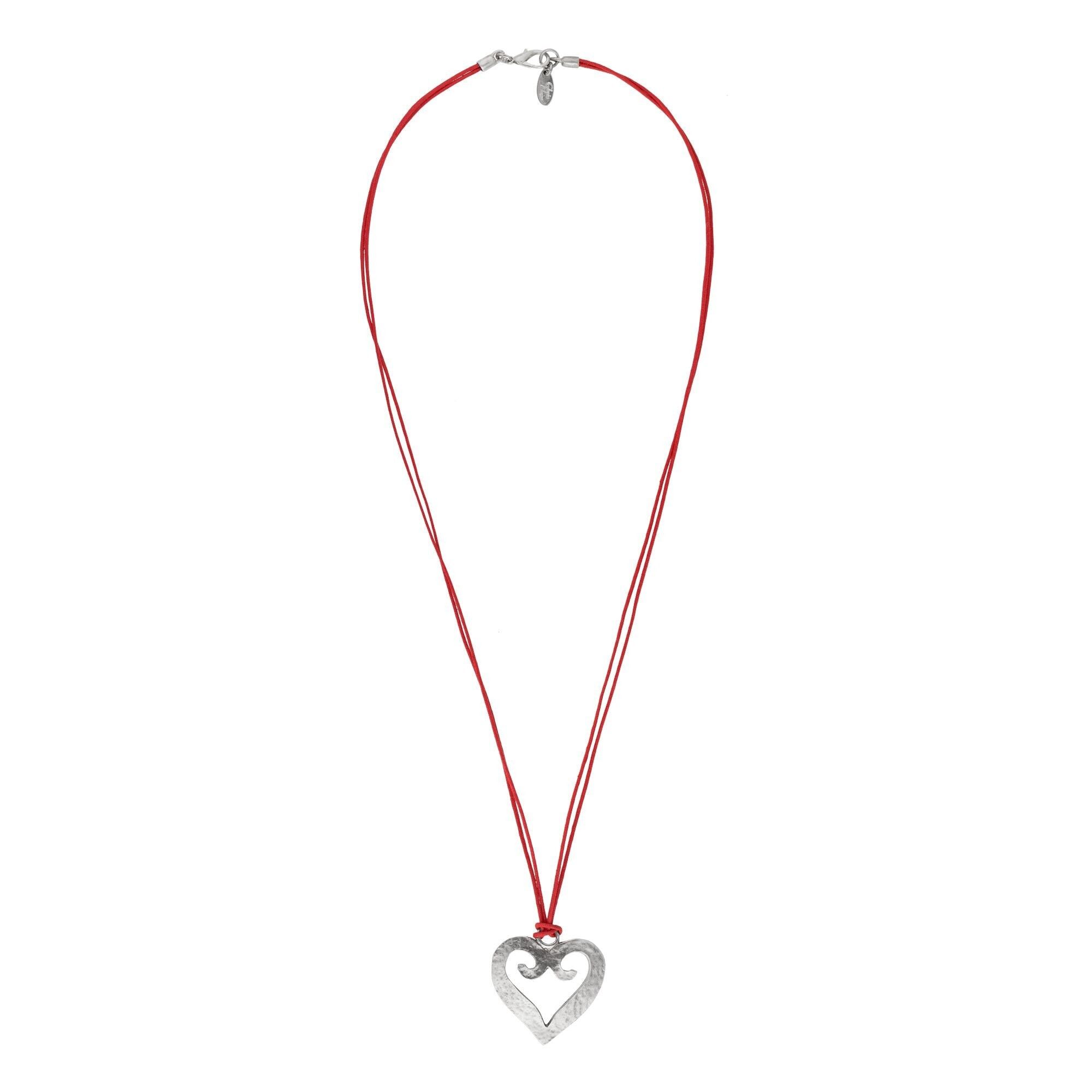 Collana cuore Cigno rosso-argento