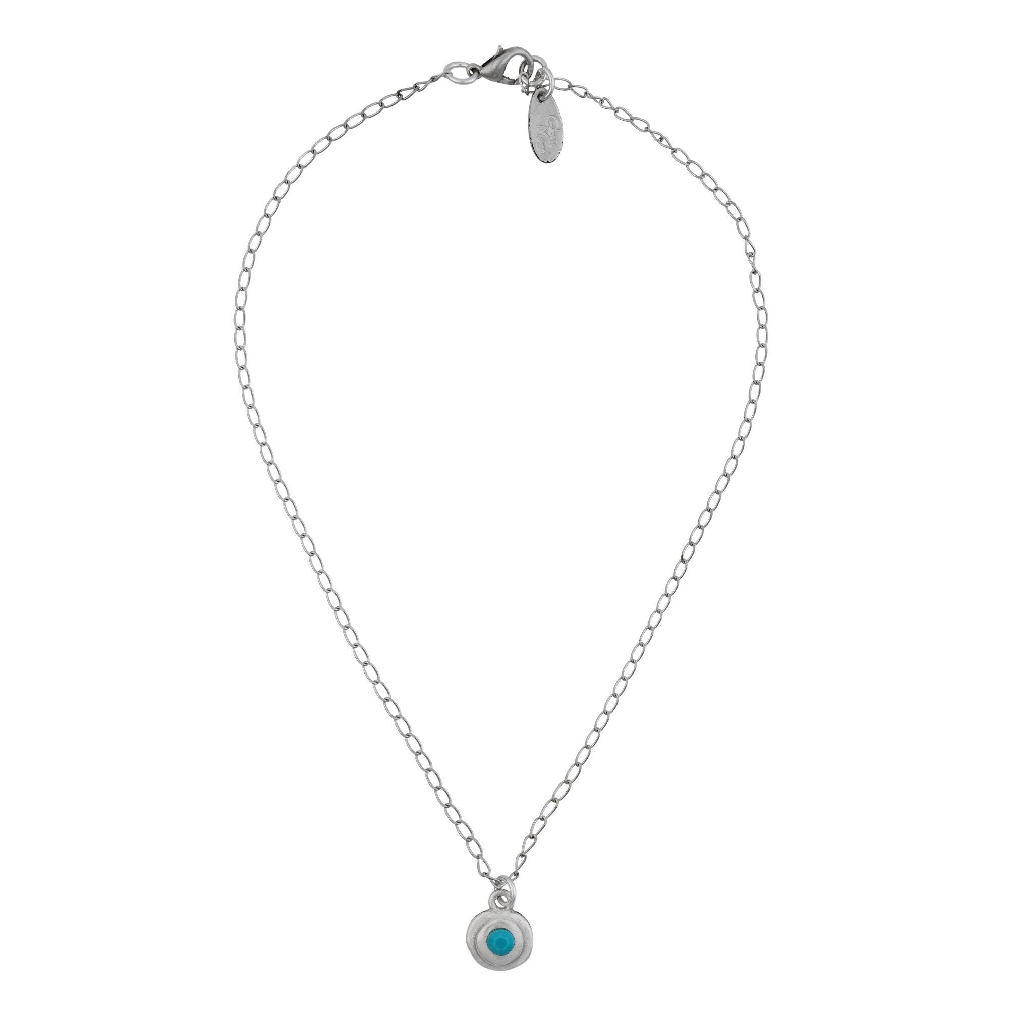 Ciondolo catena-Swarovski blu turchese placcato argento