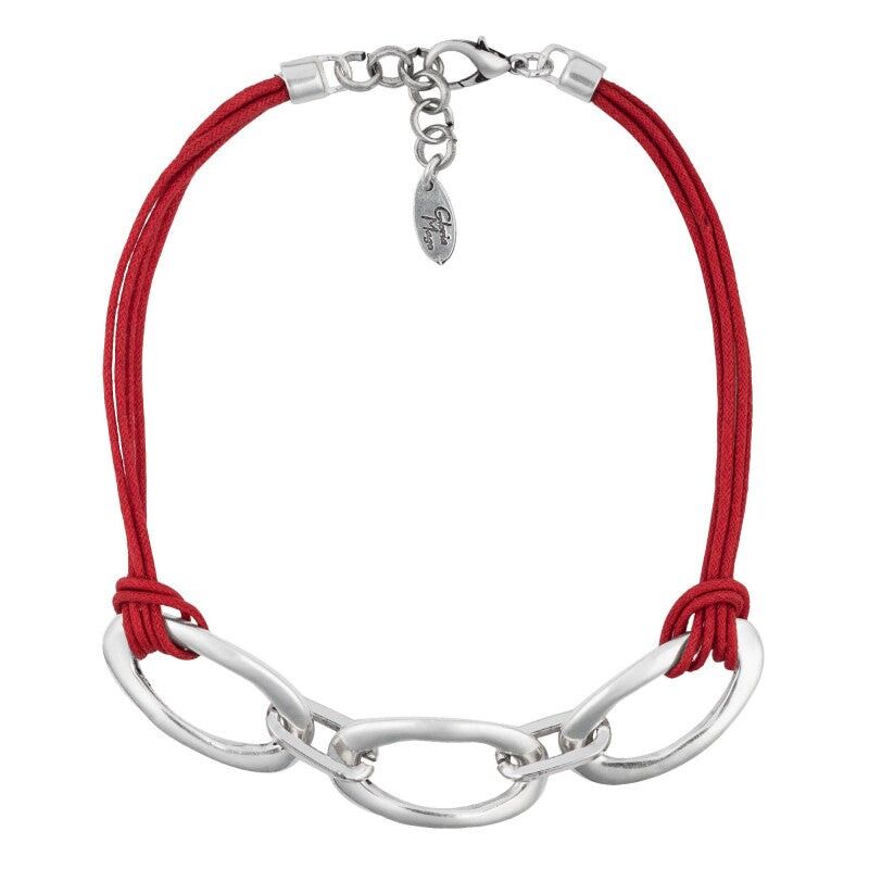 Red silver plated choker 3links red 40cm