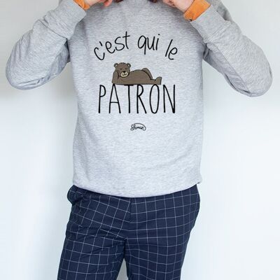 SUDADERA HOMBRE GRIS CHINO QUIÉN ES EL JEFE