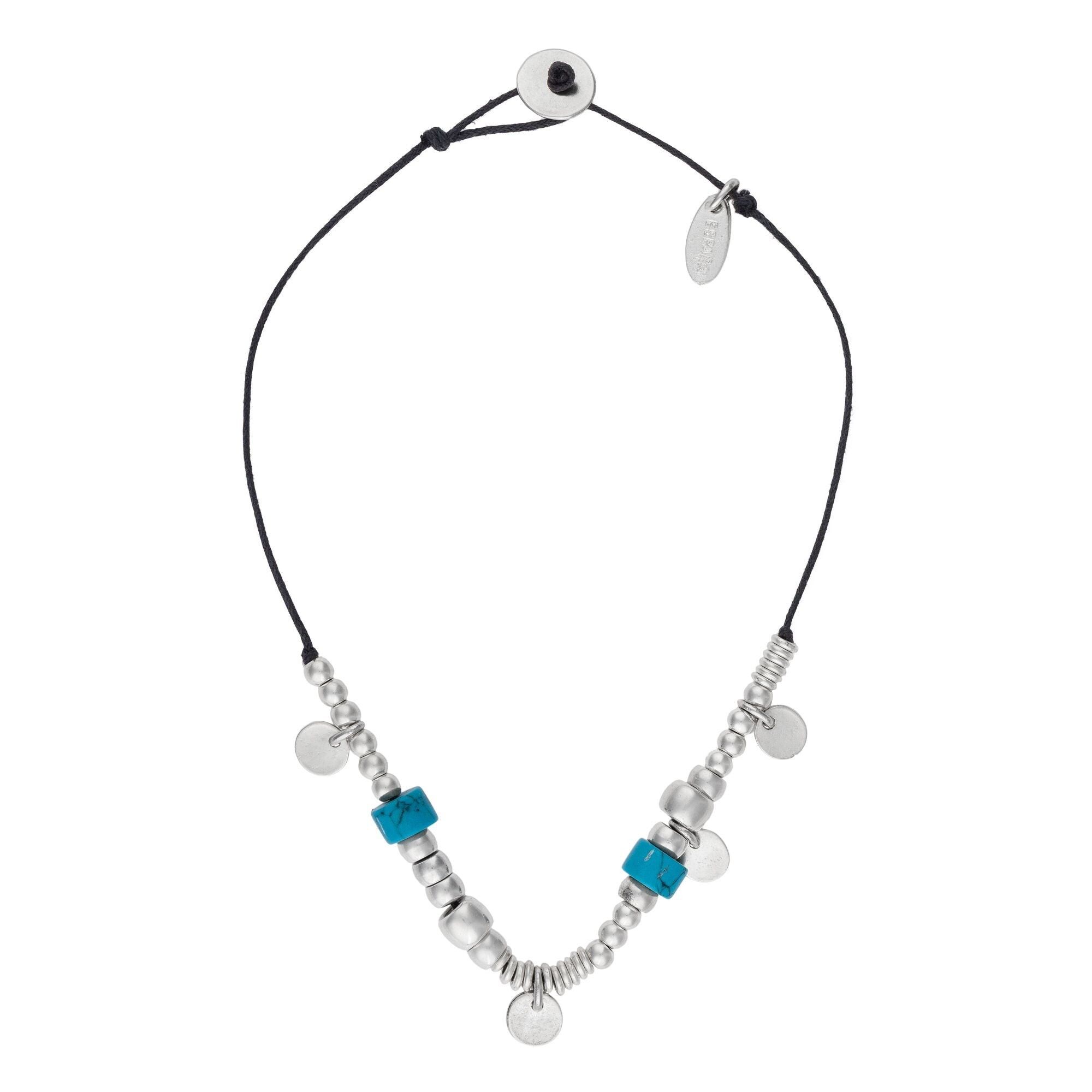 Gloria Mago collana argento turchese "Multibead" turchese placcato argento 40cm