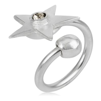Anello a stella placcato in argento con diamante nero Swarovski