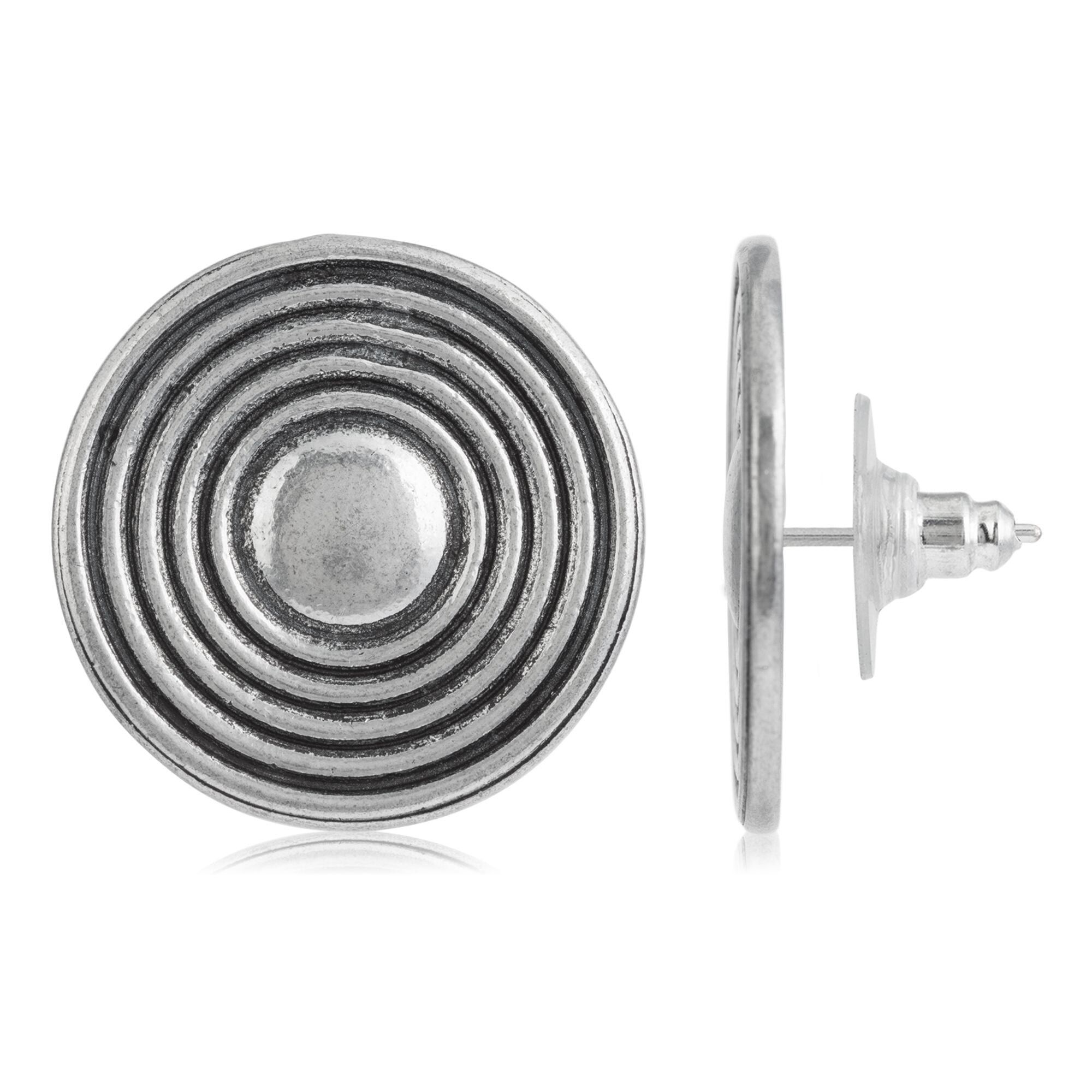 Orecchino rotondo in argento Glory Mago placcato in argento "lamiera scanalata" in argento