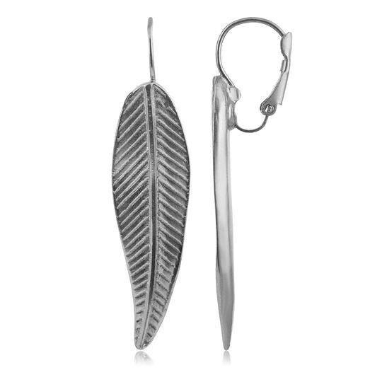 Orecchino gancio foglia argento Gloria Mago argento