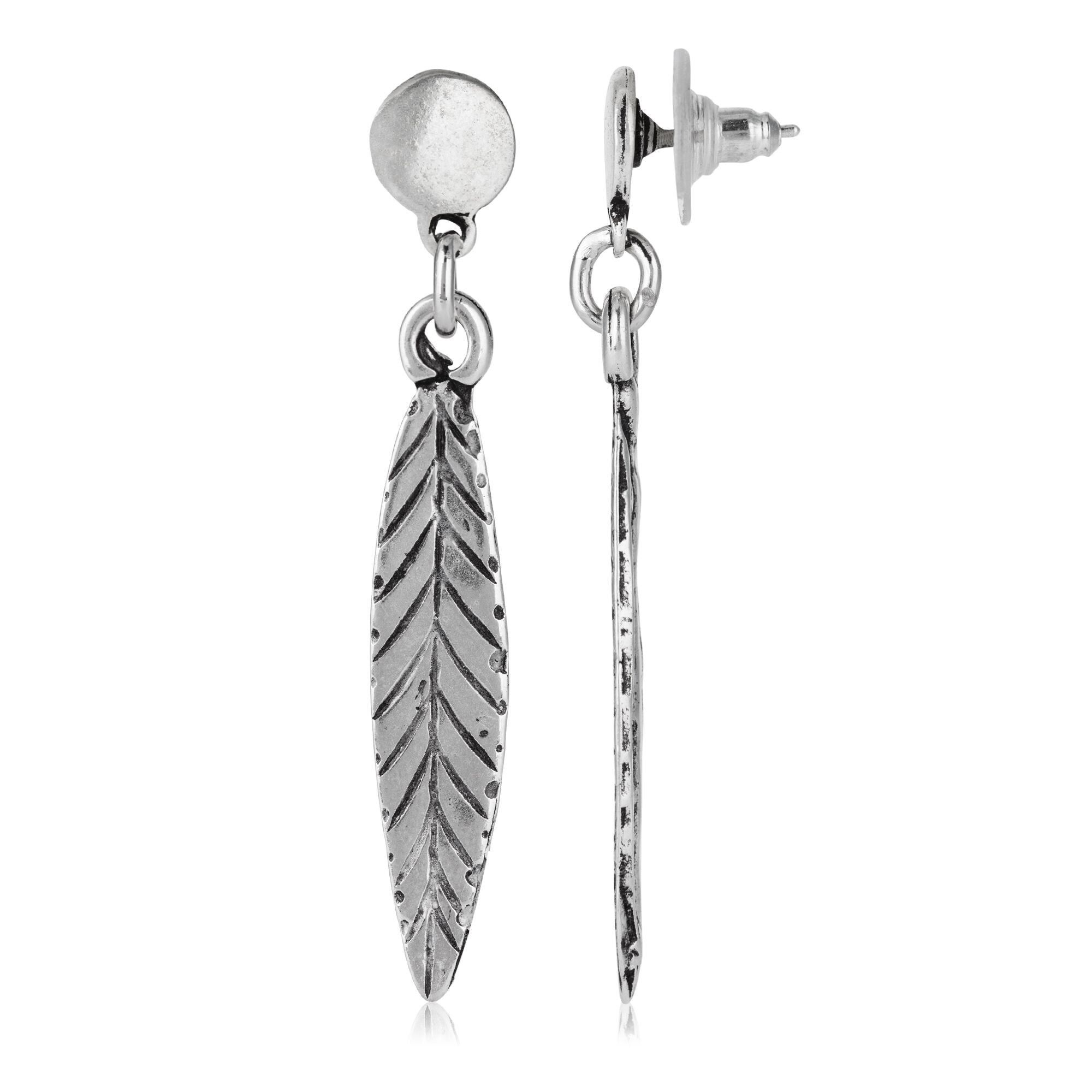 Orecchino d'argento Piuma di tuba d'argento
