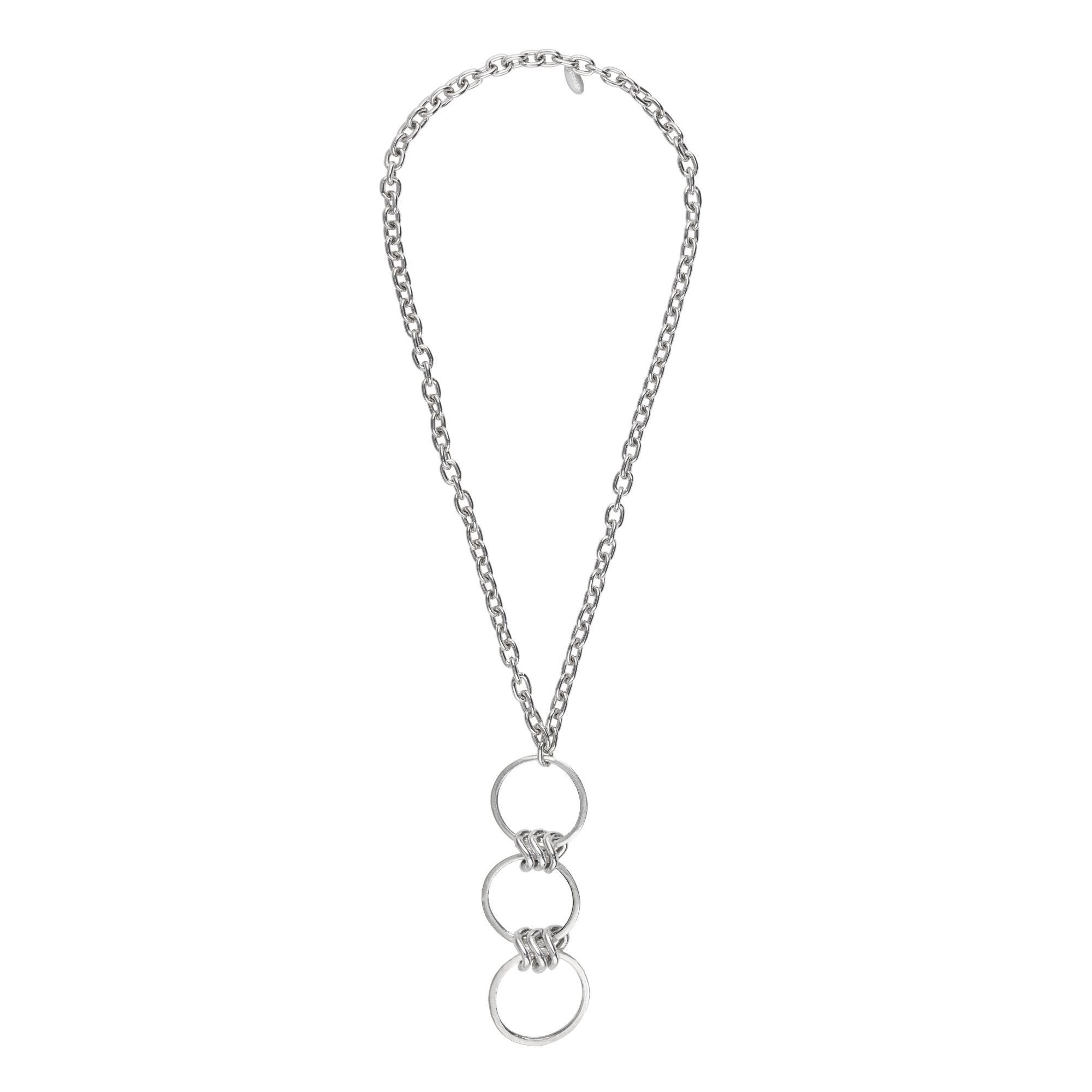 Collana a catena placcata argento cerchi in argento a cascata 80cm