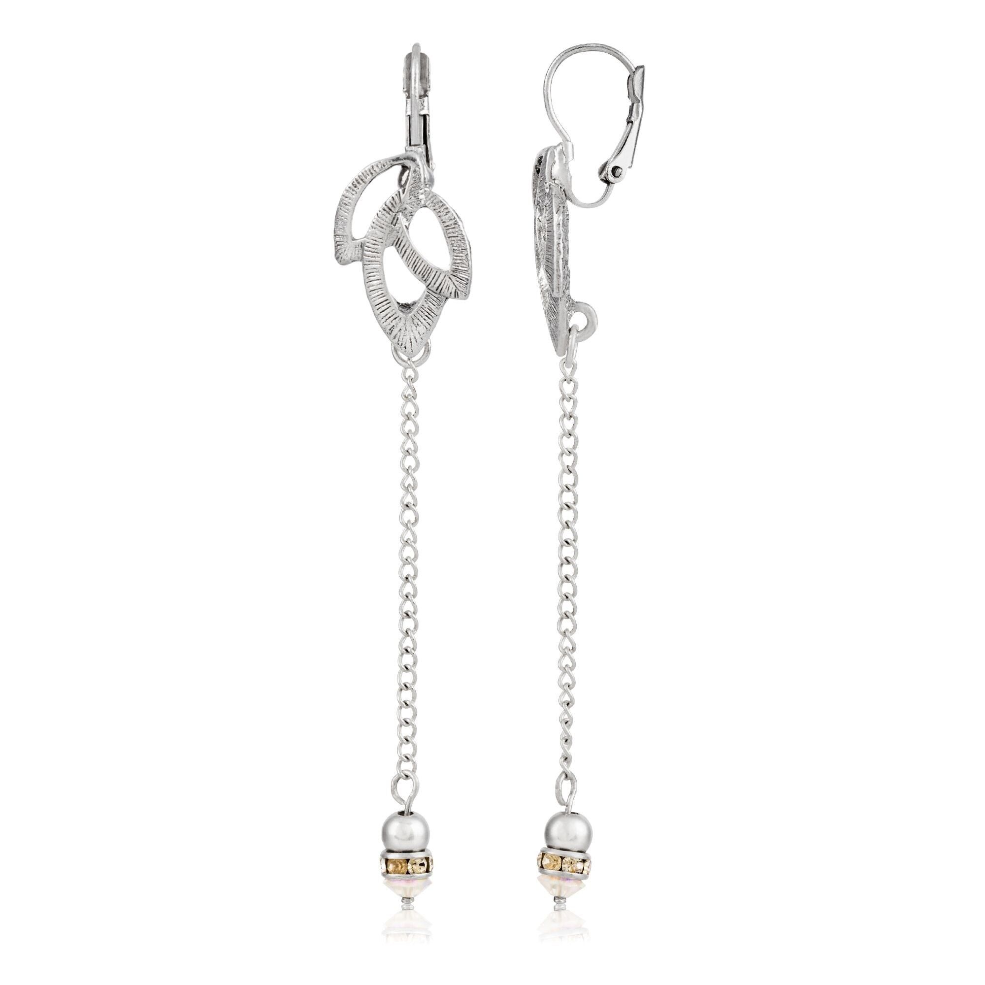 Orecchino a pendolo in argento e cristalli