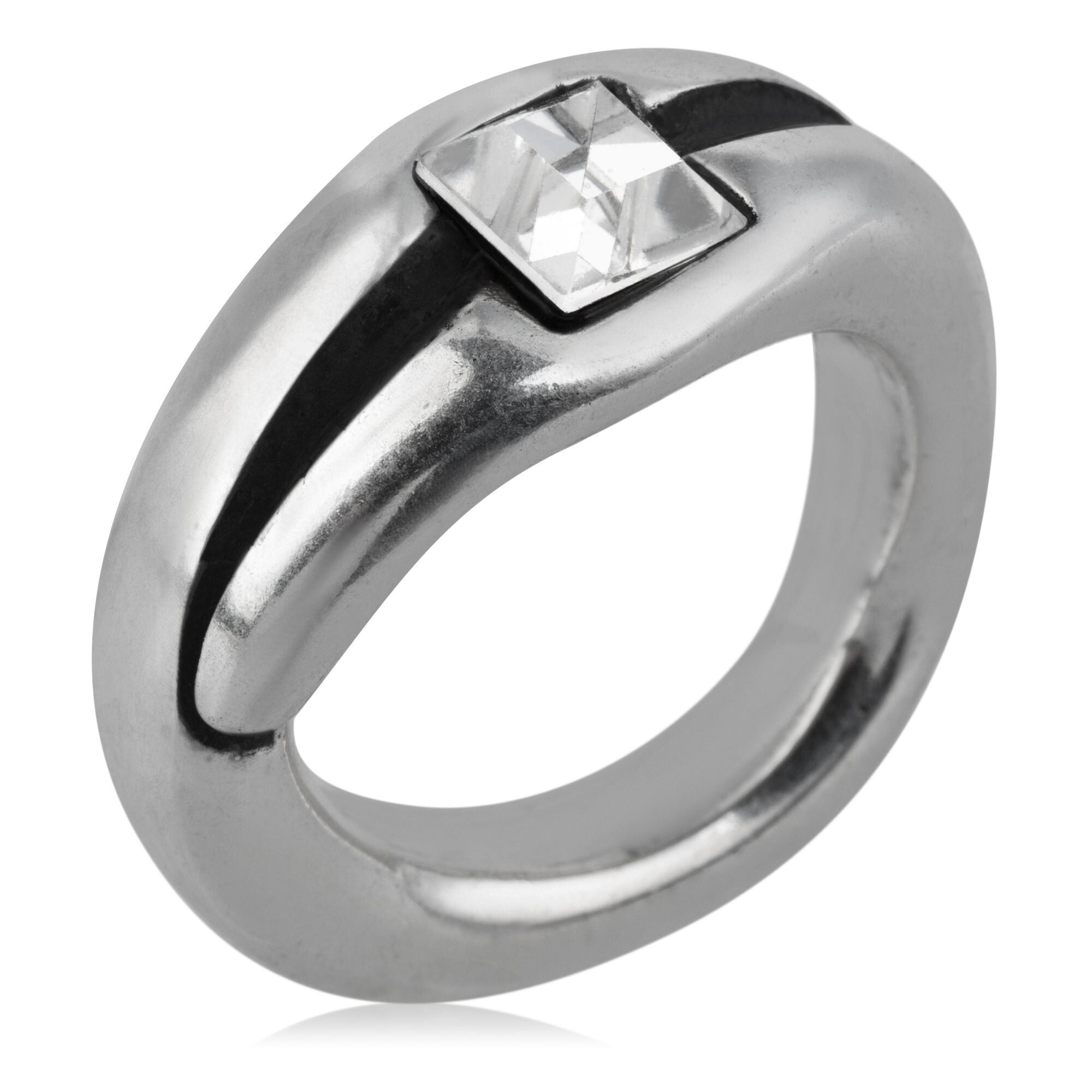 Ring-Swarovski-Quadrat-Kristall, Silber 925 vergoldet