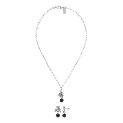Conjunto collar-pendiente"Bouquet negro"