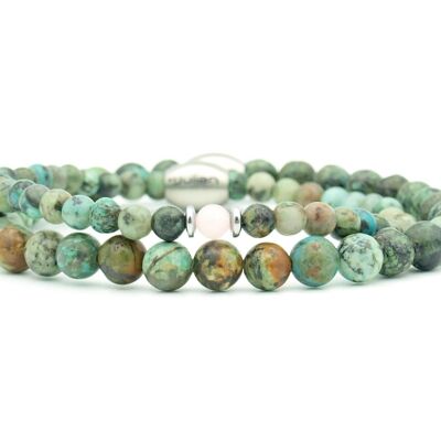 M. &MME. ensemble de bracelets turquoise africaine (argent ou or)