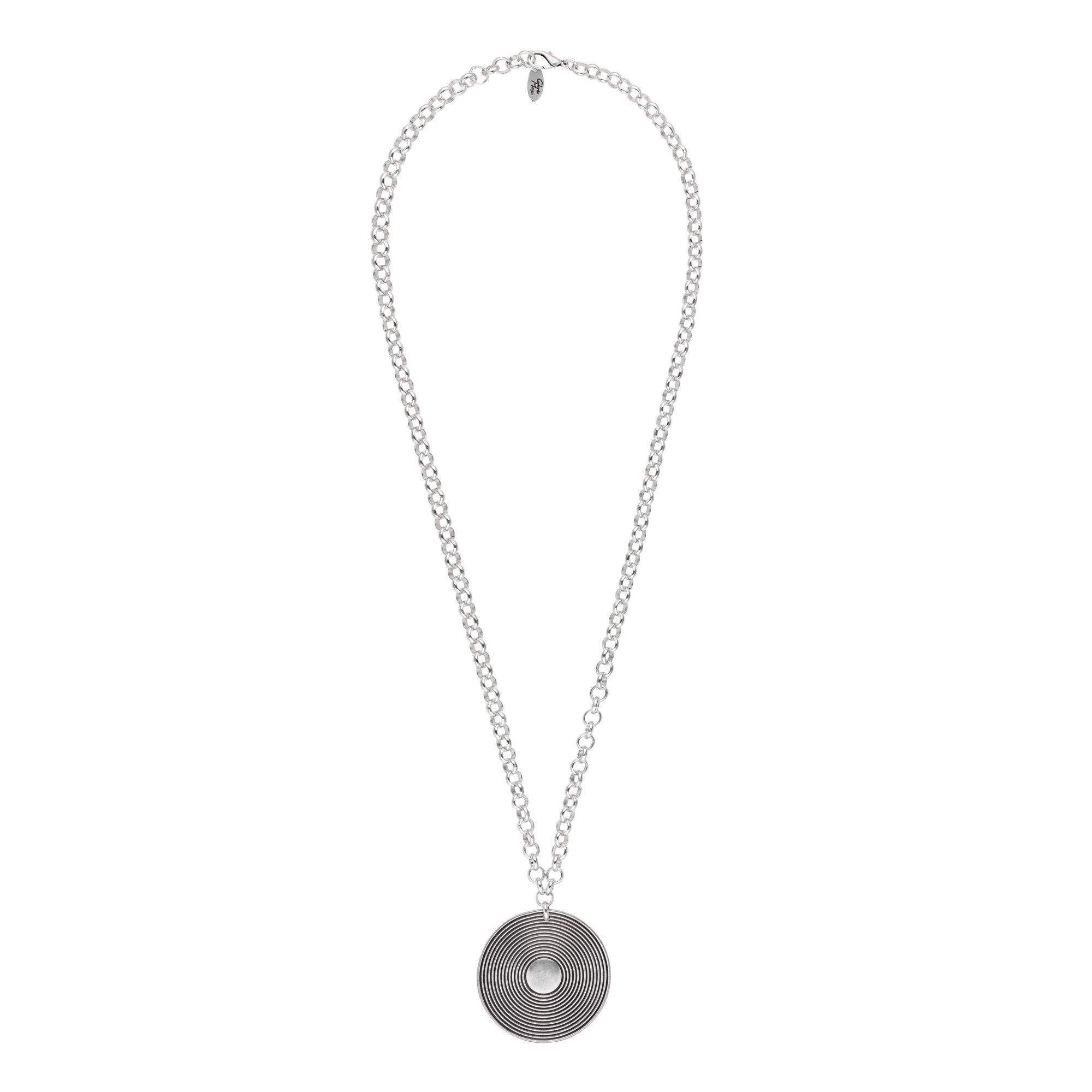 Collana lunga placcata argento scanalature placcata argento 90cm
