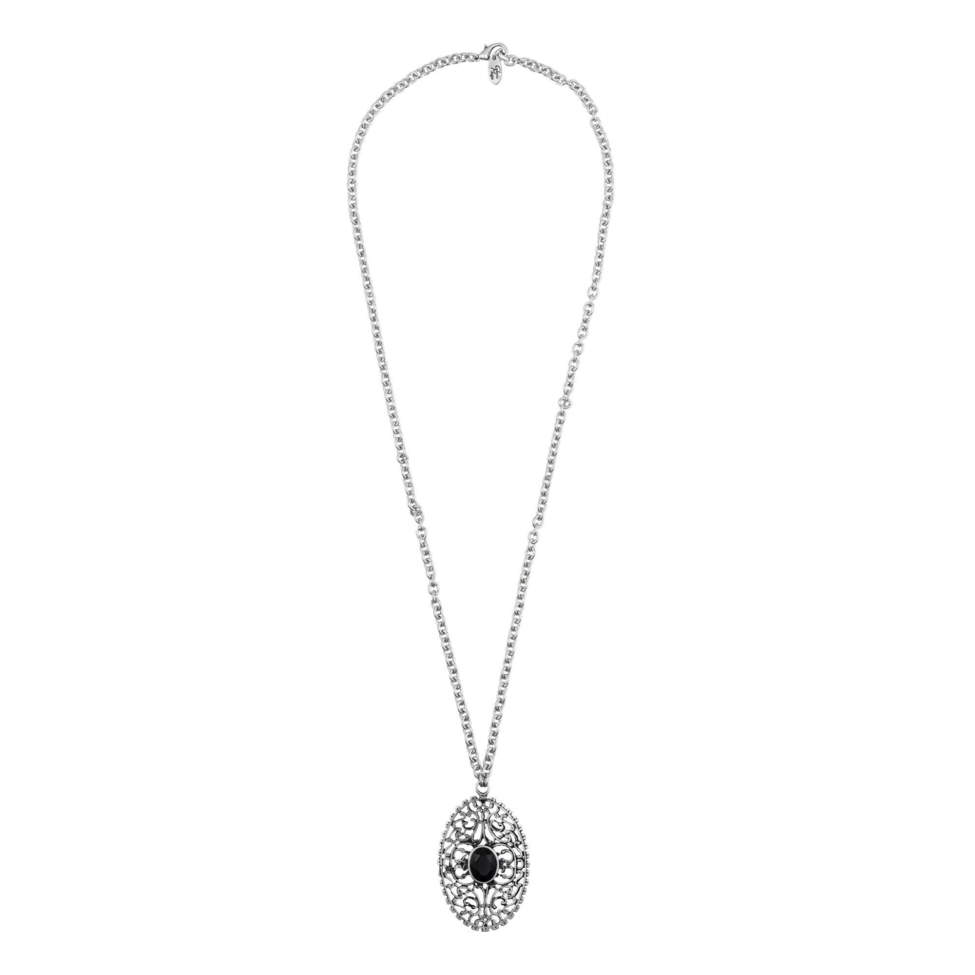 Collana placcata argento Filigrana cristallo ametista 90cm