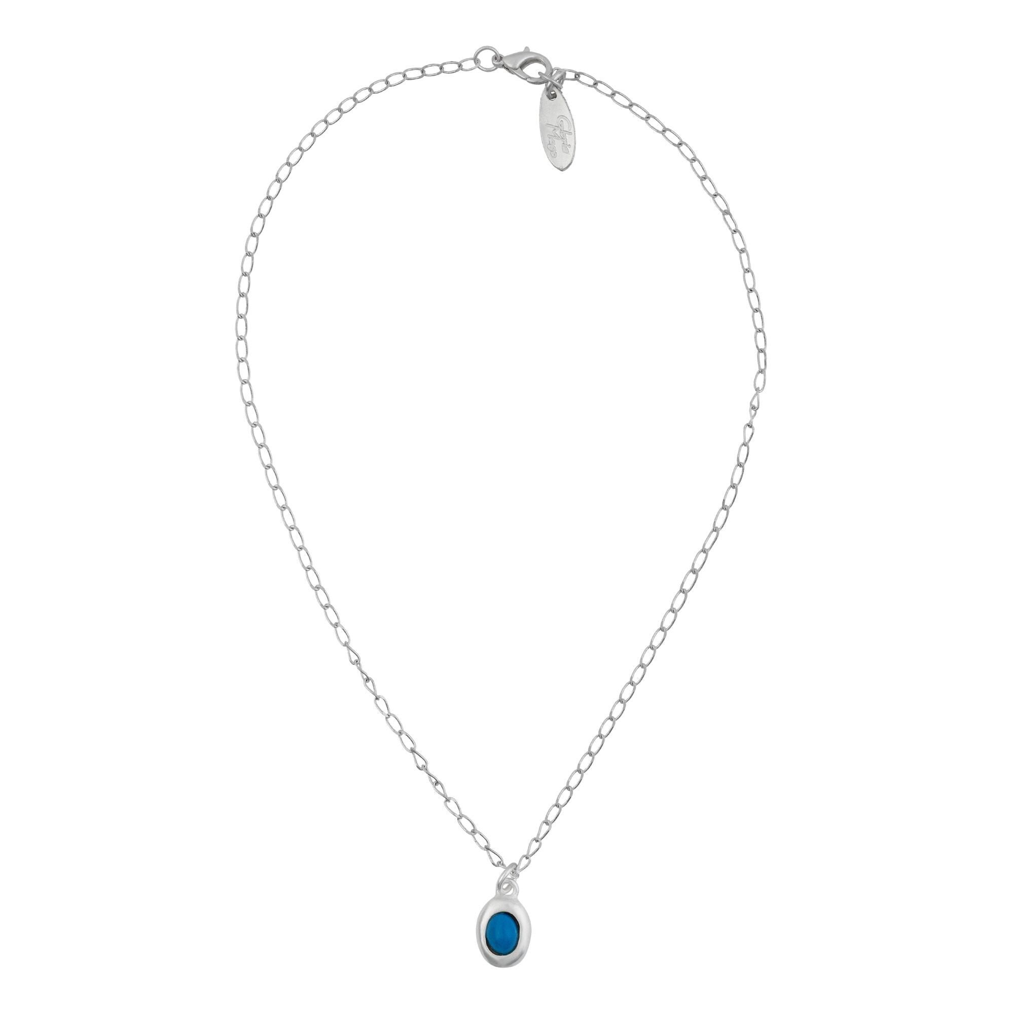Catena pendente in resina blu turchese placcata argento