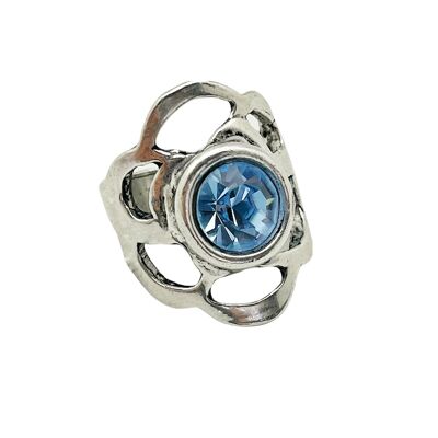 Anello a nido d'ape con cristallo SW blu