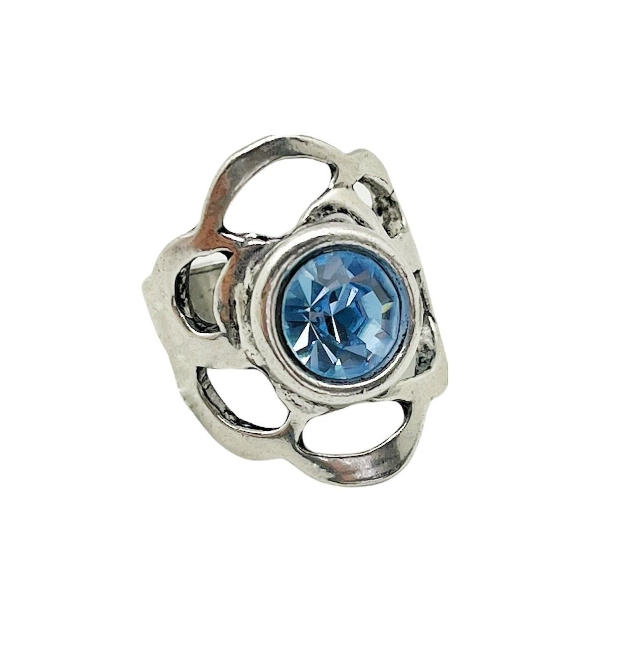 Anello a nido d'ape con cristallo SW blu