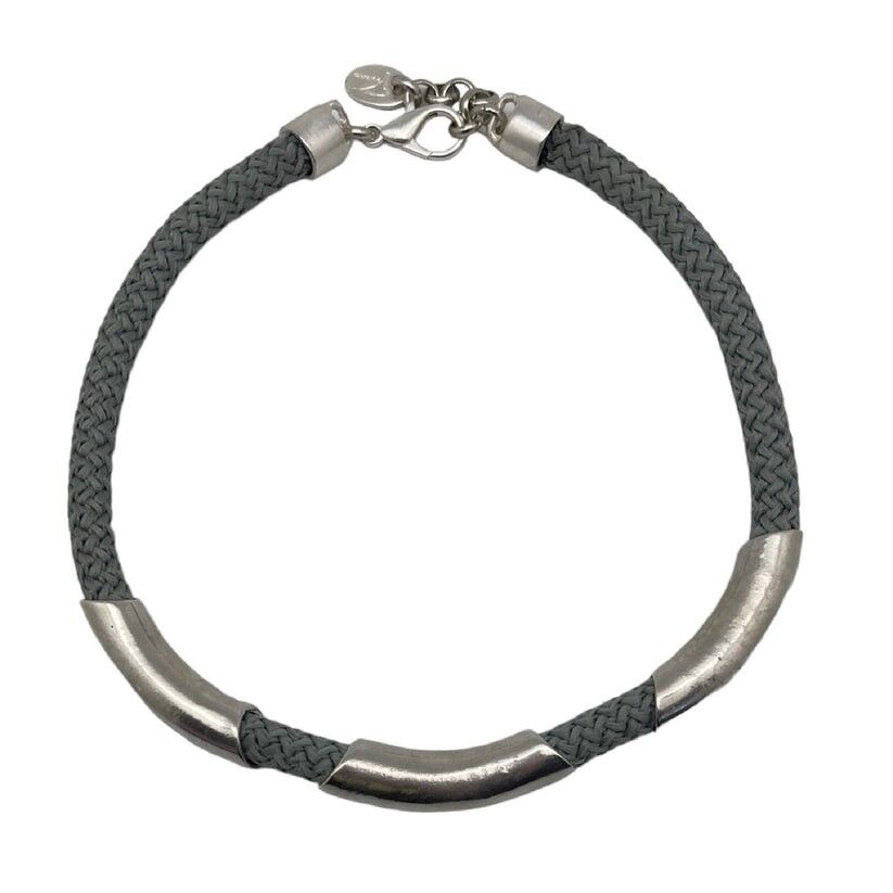 Collier triple "Naut" gris argenté