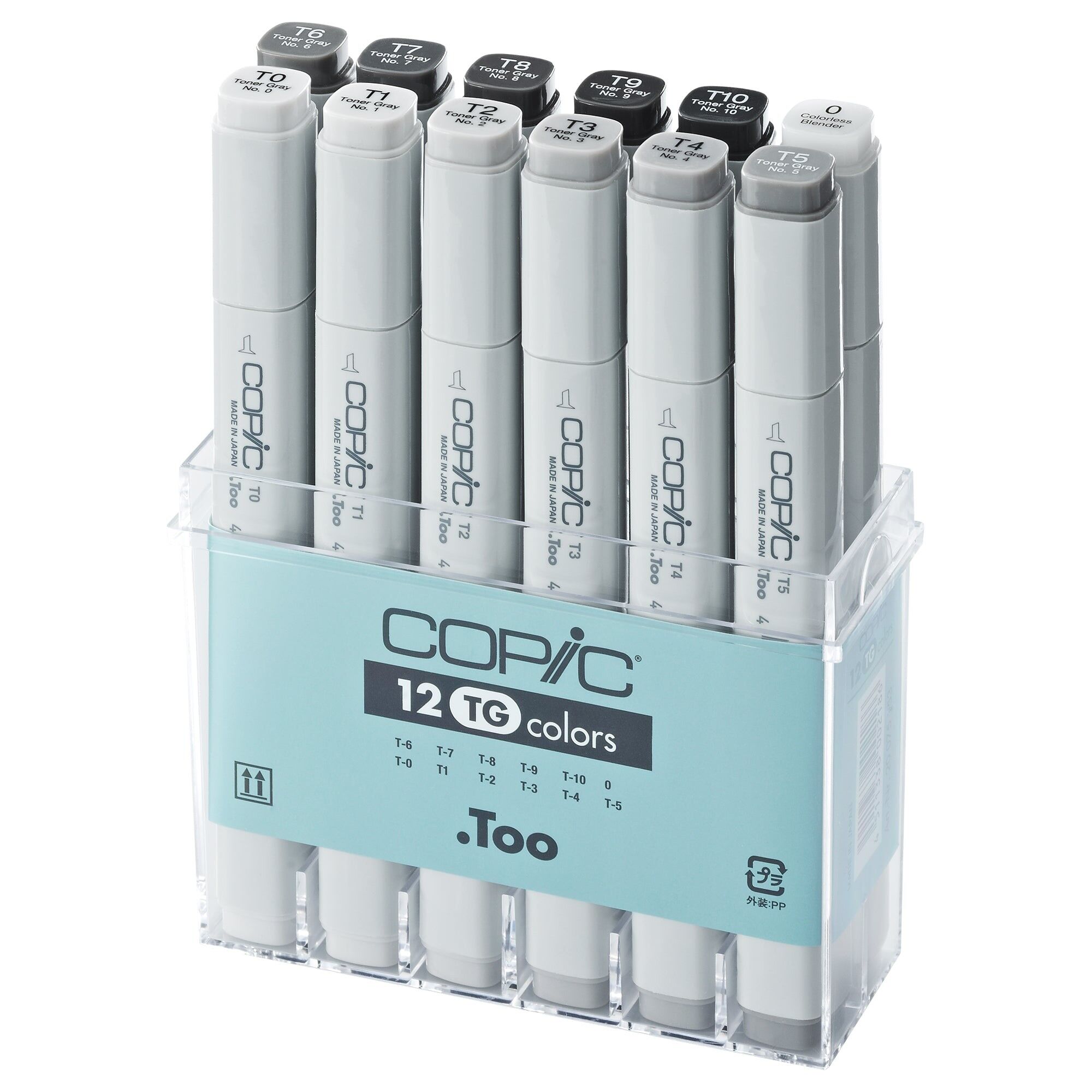 Marqueurs de couleur classiques Copic - Lot de 12 (Wg) Gris chaud, pour loisirs créatifs, coloriage, graphisme, surligneurs, design, dessins animés, professionnels et débutants, fournitures d'art et livres de coloriage