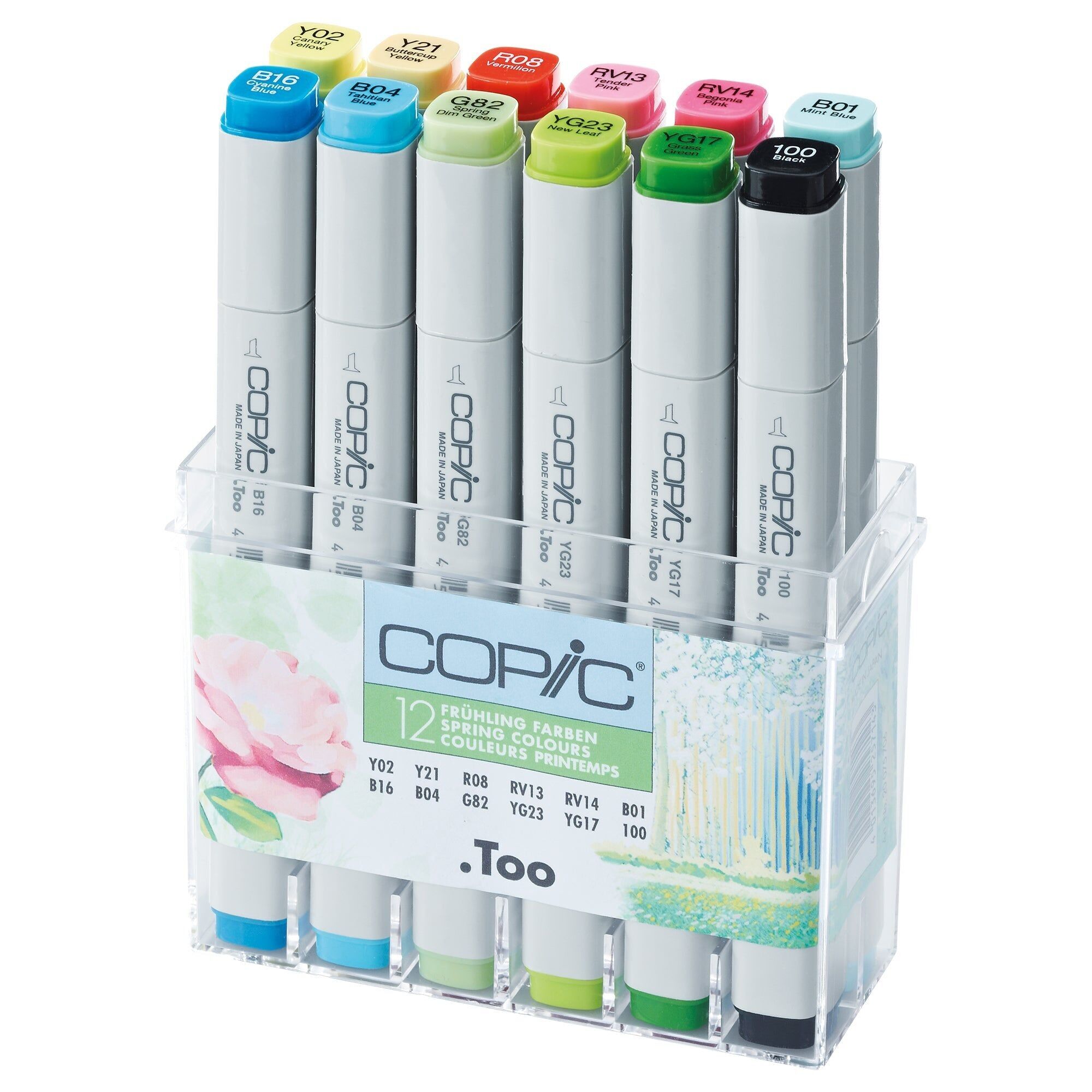 Marqueurs de couleur classiques Copic - Lot de 12, pour loisirs créatifs, coloriage, graphisme, surligneurs, design, dessins animés, professionnels et débutants, fournitures d'art et livres de coloriage
