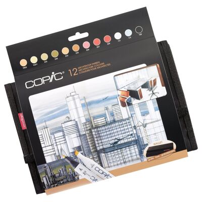 Pennarelli colorati COPIC Classic - Set da 12 pezzi - Architettura, per arte e artigianato, colorazione, grafica, evidenziatori, design, anime, professionisti e principianti, articoli artistici e libri da colorare