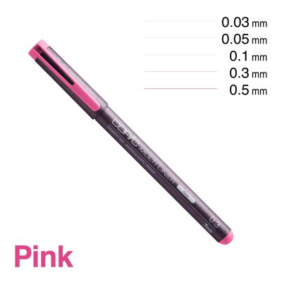 COPIC Multiliner Coloured Fineliner Pen - Pink 0.5mm, For Art & Crafts, Colouring, Graphics, Highlighter, Design, Anime, Professional & Beginners, Art Supplies & Colouring Books