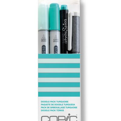 Pennarelli colorati COPIC Ciao - Confezione da 4, colore turchese, per arte e artigianato, colorazione, grafica, evidenziatori, design, anime, professionisti e principianti, articoli artistici e libri da colorare