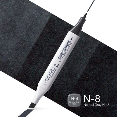 COPIC Classic Coloured Marker Pen - (N-8) Neutral Gray No.8, For Art & Crafts, Colouring, Graphics, Highlighter, Design, Anime, Professional & Beginners, Art Supplies & Colouring Books