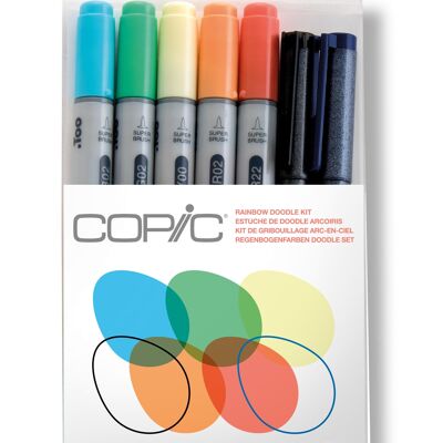 COPIC Ciao Coloured Marker Pen - Doodle Kit of 7 Rainbow, For Art & Crafts, Colouring, Graphics, Highlighter, Design, Anime, Professional & Beginners, Art Supplies & Colouring Books