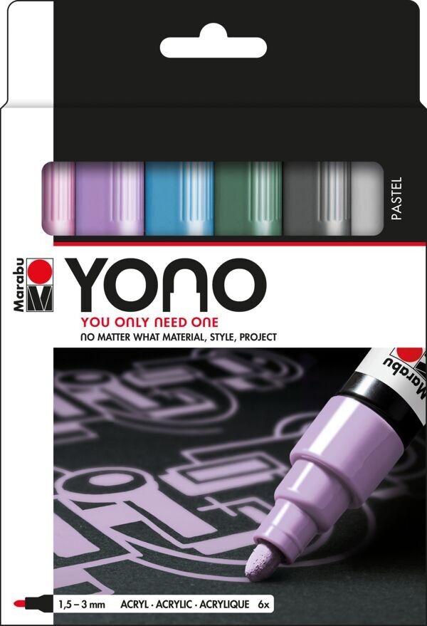 Marqueur Marabu Yono, pastels, paquet de 6