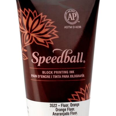 Encre bloc soluble dans l'eau Speedball, orange fluorescent, 2.5 oz