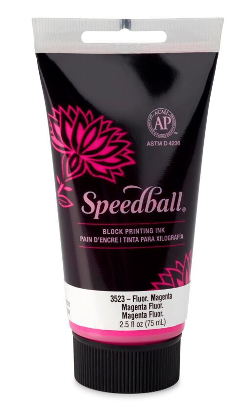 Speedball Water-Soluble Block Ink, Fluorescent Magenta, 2.5oz
